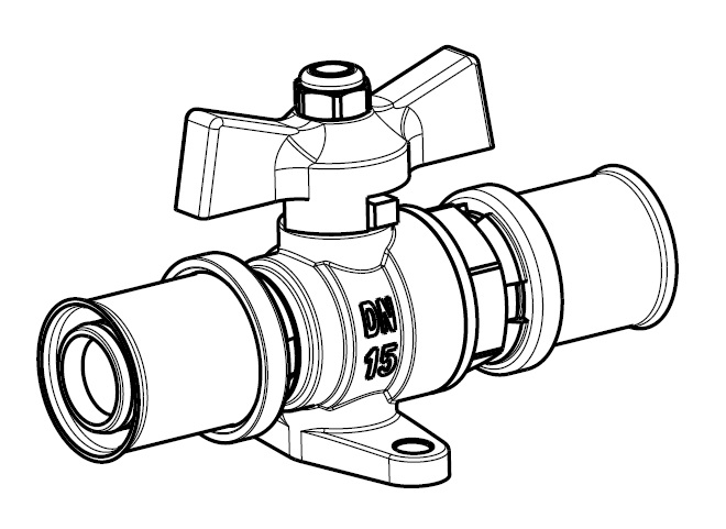 Vanne à papillon 20x20 à sertir Pexxa Rouge